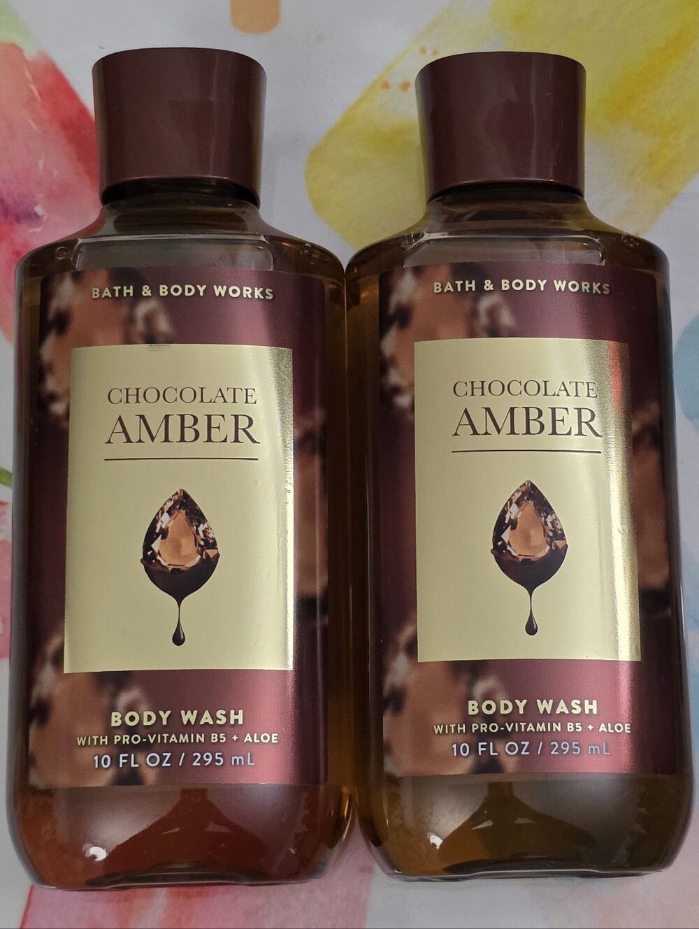 Bath & Body Works Chocolate Amber Body Wash Set of 2 NEW RARE